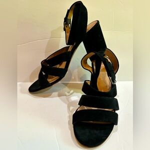 Madewell Maria Black Suede Sandal Block Heel 9.5